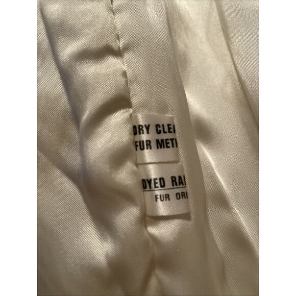 Neiman Marcus Vintage White Tan Dyed Rabbit Fur Coat Jacket 80s Hong Kong 12 - Picture 11 of 13